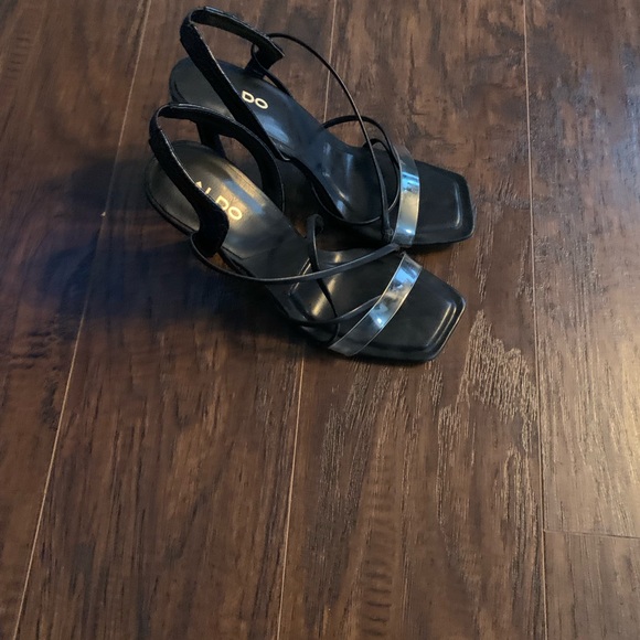 Aldo Black and Clear Strappy Heels - Picture 1 of 7